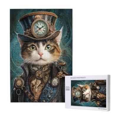 Puzzle Katze,Puzzle 300 Teile Tier Holzpuzzle Erwachsene mit Geschenkbox und Poster,Schwieriges, Unterhaltsames, Herausforderndes, Geeignet für Anfänger ab 14 Jahren,Geschenke für Männer/Frauen M-1872 von Yeogcohe